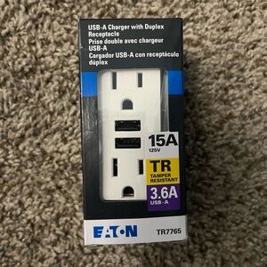Eaton White USB-A Charger with Duplex Receptacle